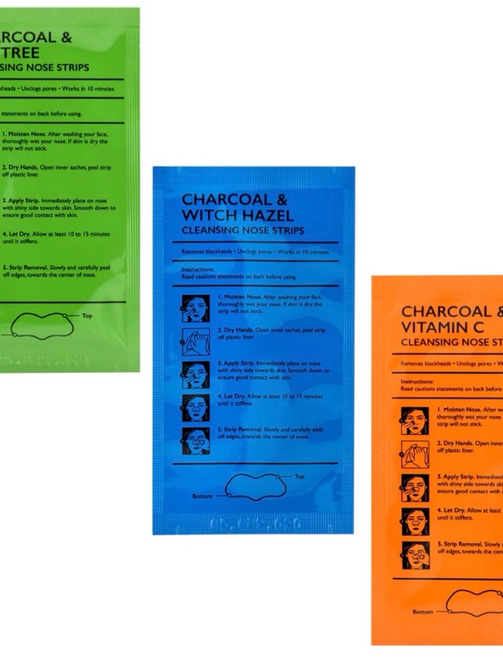 Charcoal Nose Strips 3-Pack Set | Tea Tree Witch Hazel Vitamin C | 36 Strips - Picture 4 of 5
